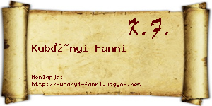 Kubányi Fanni névjegykártya