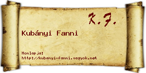Kubányi Fanni névjegykártya