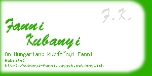fanni kubanyi business card